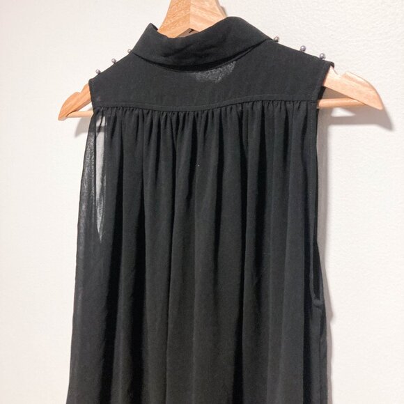 Jewel Collar Button-up Sleeveless Sheer Shirt - Picture 12 of 14